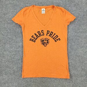 Chicago Bears Shirt Women's Medium Orange NFL Football Logo V-Neck Short Sleeve